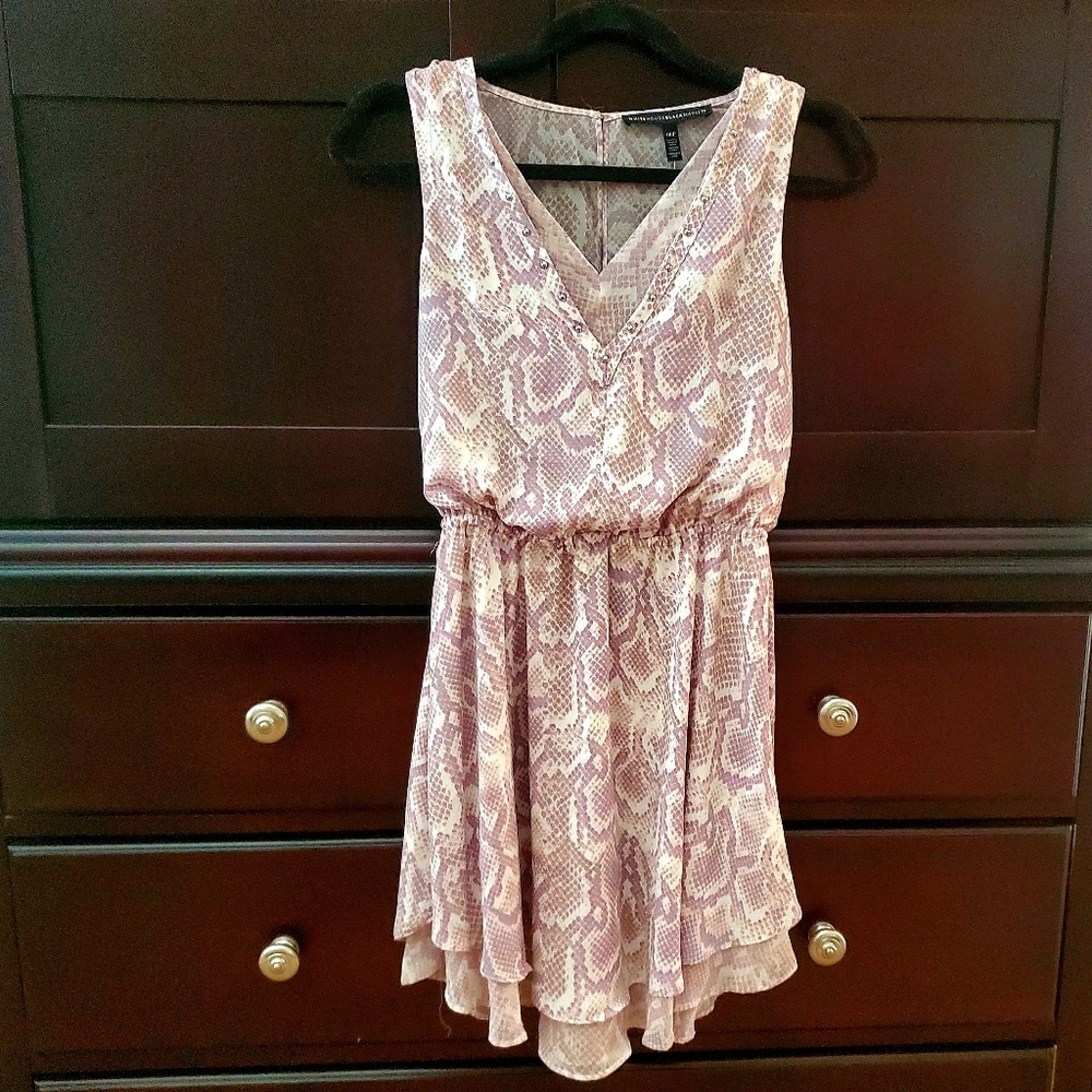 WHBM Embellished Neck Soft Blouson Dress Snake-00P - Picture 4 of 9